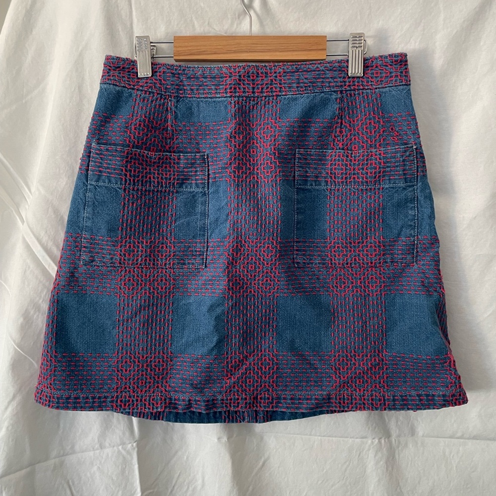 Madewell + Rivet & Thread Sashiko Denim Mini Skirt, Sz 4